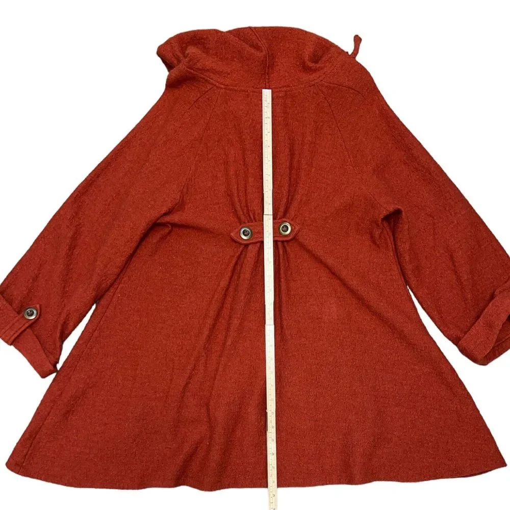 David Brooks Women's Brown/Burnt Orange LS Wool Metal Button Hooded Cardigan VTG